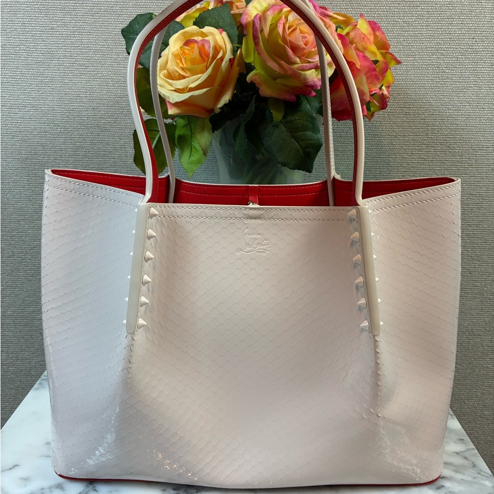 NWT Christian Louboutin Leche Patent Birdy Cabarock Snake Skin Tote Bag - $1790